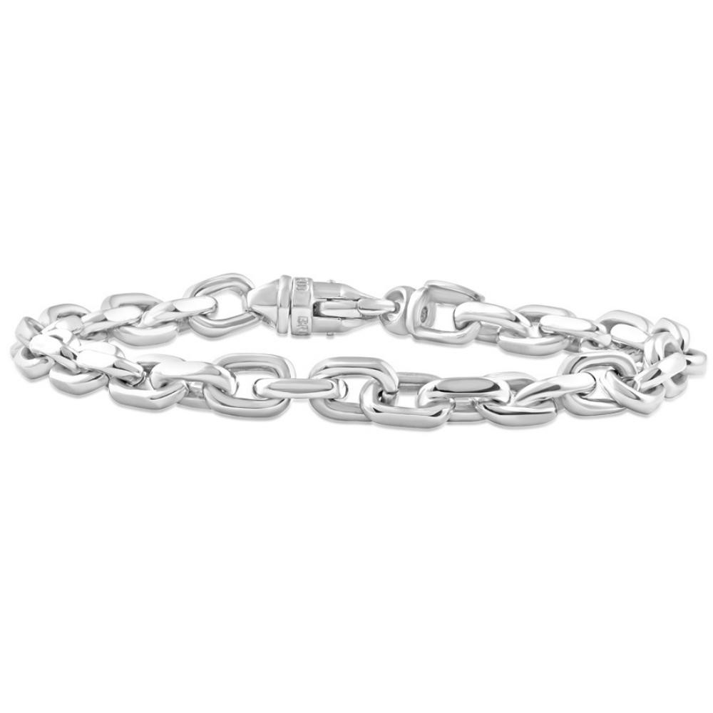Men's Polished Steel Single Tone Oval Clasp 7.5mm Link 8.5 